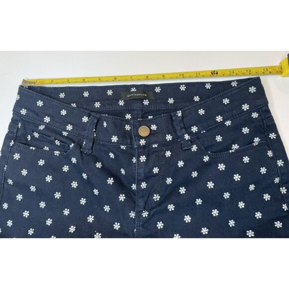 Ann Taylor navy blue snowflake jeans Small 4 Christmas Skinny Ankle Low Rise - Picture 9 of 10